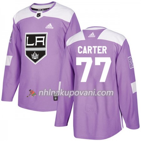 Los Angeles Kings Dresy Jeff Carter 77 Adidas 2017-2018 Nachová Fights Cancer Practice Authentic - Pánské